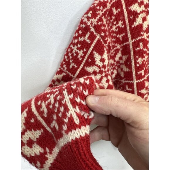 Vintage Devold Norway Men S Wool Knit Sweater Fair Isle Red Ski - Picture 3 of 5